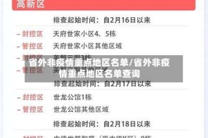 省外非疫情重点地区名单/省外非疫情重点地区名单查询