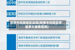 疫情中风险地区连续(疫情中风险区停留多久需要隔离)