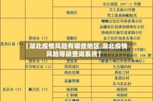 【湖北疫情风险有哪些地区,湖北疫情风险等级查询系统】