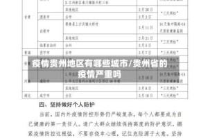 疫情贵州地区有哪些城市/贵州省的疫情严重吗