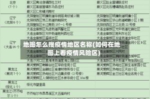 地图怎么搜疫情地区名称(如何在地图上看疫情风险区)