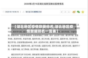 【湖北地区疫情数据排名,湖北地区疫情数据排名一览表】