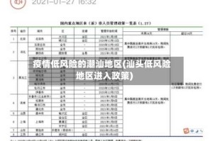疫情低风险的潮汕地区(汕头低风险地区进入政策)