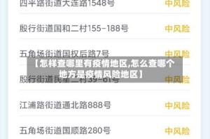【怎样查哪里有疫情地区,怎么查哪个地方是疫情风险地区】