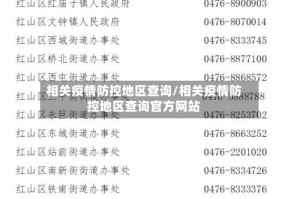 相关疫情防控地区查询/相关疫情防控地区查询官方网站