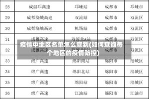疫情中地区名单怎么查到(如何查询每个地区的疫情防控)