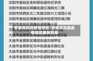 安徽高风险疫情地区/安徽高风险疫情地区最新名单