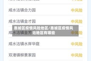 惠城区疫情风险地区/惠城区疫情风险地区有哪些