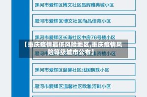 【重庆疫情最低风险地区,重庆疫情风险等级城市公布】