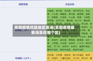贵阳疫情风险地区查询(贵阳疫情最新消息在哪个区)