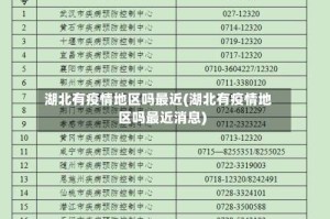 湖北有疫情地区吗最近(湖北有疫情地区吗最近消息)