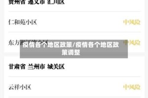 疫情各个地区政策/疫情各个地区政策调整