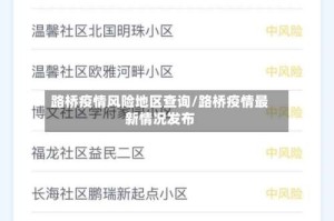 路桥疫情风险地区查询/路桥疫情最新情况发布
