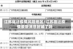 江苏宿迁疫情风险地区/江苏宿迁疫情最新消息封城了吗