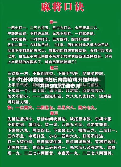 九分钟教程“微乐内蒙麻将开挂神器”开挂辅助详细步骤-第2张图片