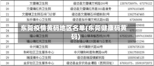 东莞疫情黄码地区名单(东莞健康码黄码)-第1张图片