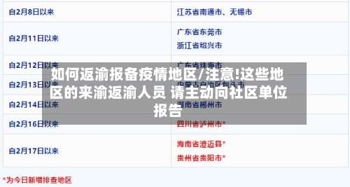 如何返渝报备疫情地区/注意!这些地区的来渝返渝人员 请主动向社区单位报告-第1张图片