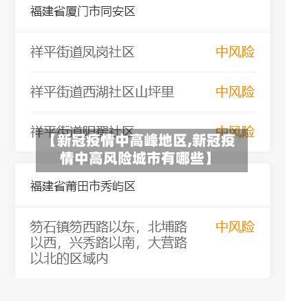 【新冠疫情中高峰地区,新冠疫情中高风险城市有哪些】-第1张图片